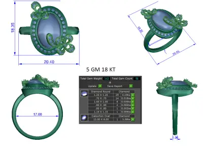 Women Ring  Render 3dm STL OBJ FBX Details 3D print model 401