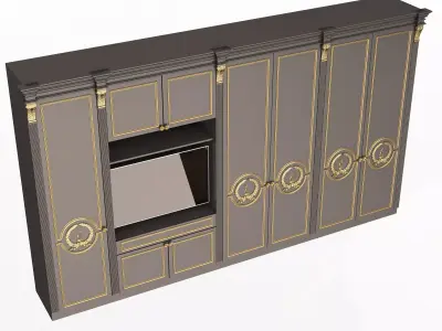 Classic Wardrobe Furniture 0401 Black Low-poly 3D model