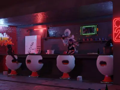 Street in cyberpunk style 3D model