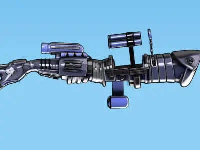 Rigged Robotic Combat Arm Toon Shader Low-poly 3D model