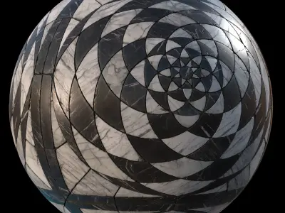 Radial ornamental marble tiles Material Texture