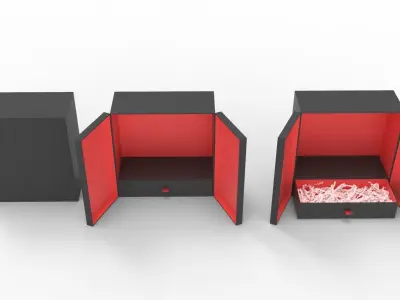 Crinkle Paper Vertical Double Doors Box with Drawer 3D model