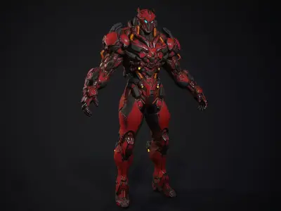 Titanium Guardian Low Poly Sci-Fi Character Low-poly 3D model