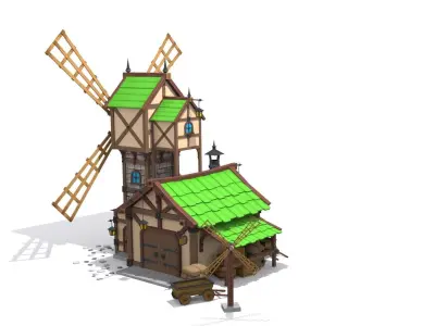 cartoon mill Low-poly 3D model purchase