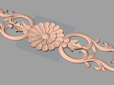 Door flower 3D relief STL Model for CNC woodworking carving E271 3D model