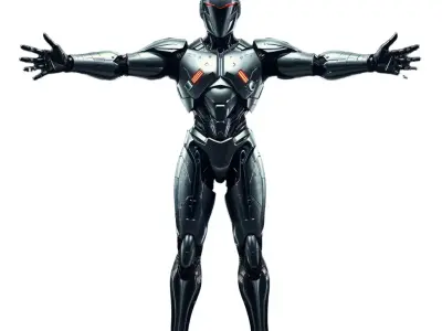 Futuristic Black Cyborg model pack Low-poly 3D model