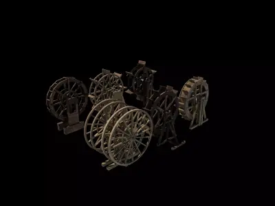 Watermill wheel set all 3D model