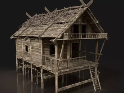 Next Gen AAA FANTASY MEDIEVAL WOODEN HOUSE FOREST HOUSE SWAMP Low-poly 3D model