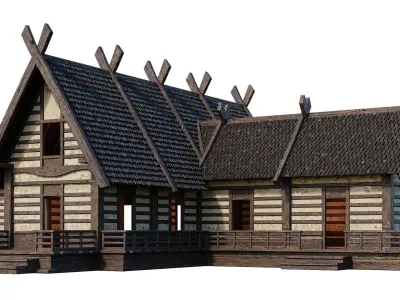 Old Medieval Building House 4K Textures GameReady 86 Low-poly 3D model