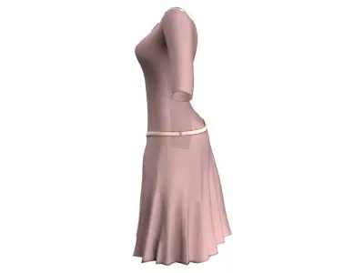 Scallop Collar Skirt Dress Low-poly 3D model