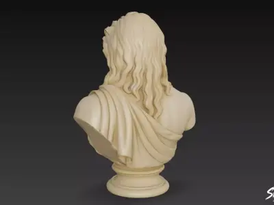 Greek God Zeus Bust Low-poly 3D model