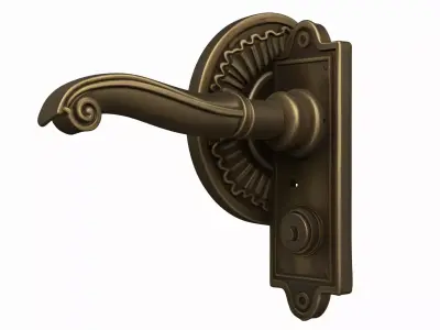 Elegant Brass Bank Door Handle 3D Lever and Security Features 3D model