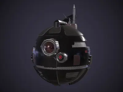 DDB2B spacecraft with radio antenna Low-poly 3D model