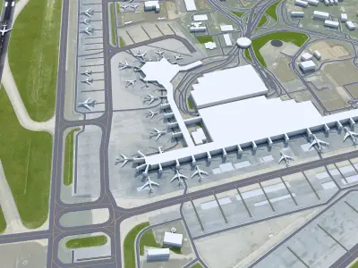 Istanbul Ataturk Airport 10km Low-poly 3D model