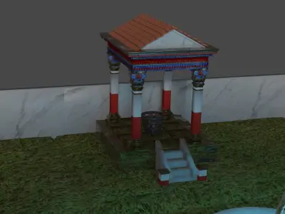 Roman Baths reconstruction and ruins 3D model