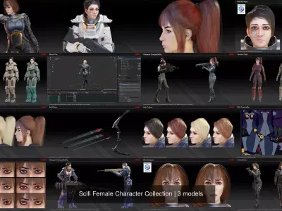 Scifi Female Character Collection 3D Model Pack