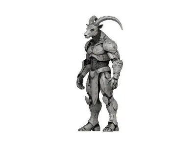 Goat Cyborg Low-poly 3D model