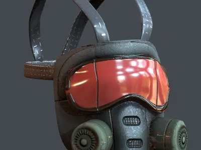 Gas mask helmet 3d model scifi Low-poly  Low-poly 3D model