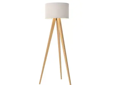 Maya Tripod Floor Lamp White and Light Oak 3D model