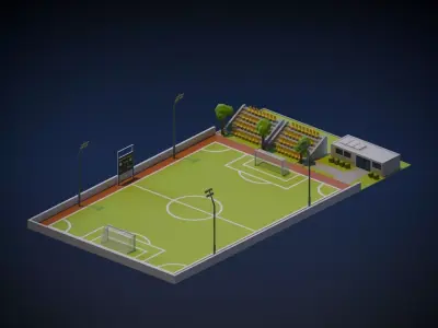 Football Ground Low-poly 3D model