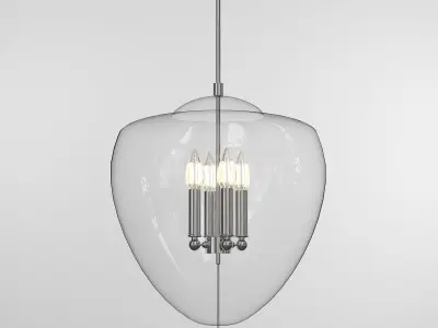 TERUEL clear glass pendant light with four lights 3D model