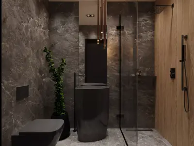 Bathroom Design with Monoblok Sink 3D model