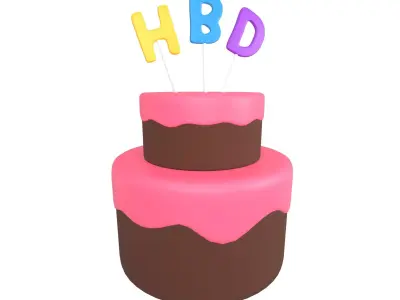 Birthday Cake v1 008 Low-poly 3D model