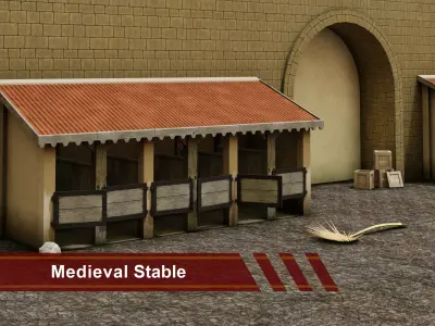 Medieval Stable Low-poly 3D model