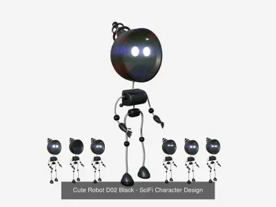 10 Cute Robot D Collection - SciFi Character Design 3D Model Pack