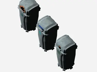 Outdoor plastic cage type circular recycling bin Low-poly 3D model
