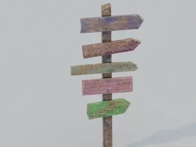 Colored Signpost Low-poly 3D model