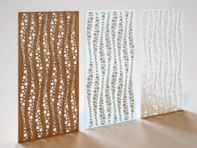 Partition three wooden panels 3D model