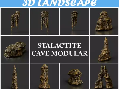 Low poly Stalactite Cave Modular Pack B 2020 Low-poly 3D model