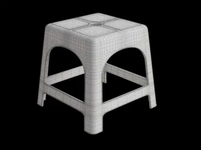 Dirty Plastic Chair Low-poly 3D model