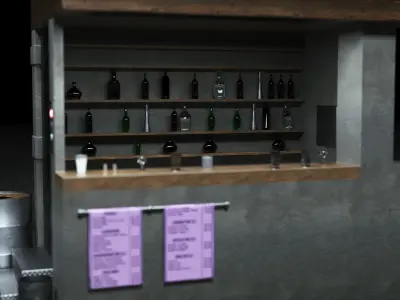 Sci-Fi Corner Bar Low-poly 3D model