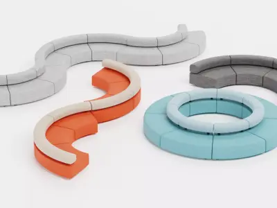 Modular Sofa Collection Low-poly 3D model