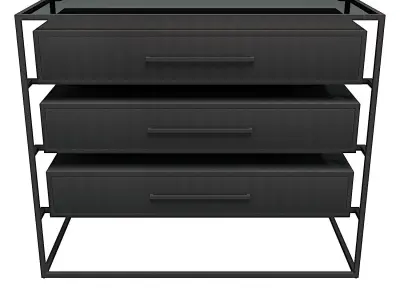 Black dresser with a glass top lyle with a beauty flaw 3D model