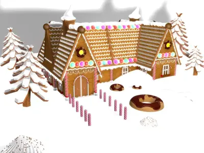 Gingerbread Village V2 Double house 3D model