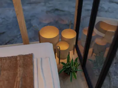 Cabin House Cliff House  in Forest  3D model