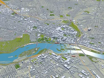 Richmond Virginia USA 40km Low-poly 3D model