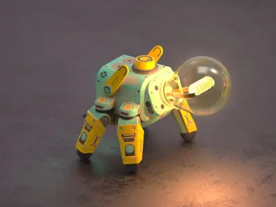 Cute Bot - lampy Low-poly 3D model
