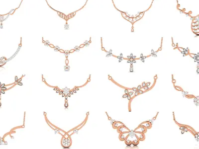 76 Light Weight Diamond Necklace 3dm renders details 3D Model Pack