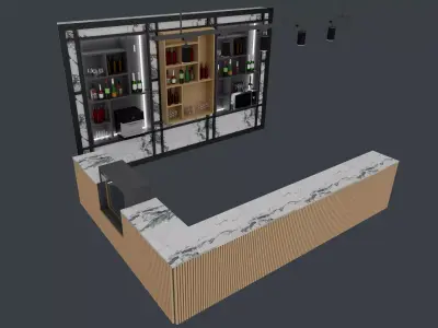 Restaurant bar vitrin furniture and lighting lamp 3D model