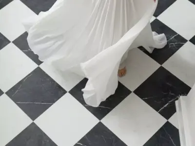 Black Door Entryway 3D Interior  Checkered Marble Floor 3D model