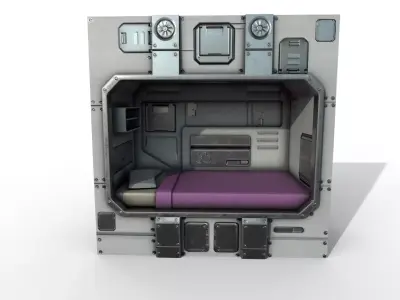 Scifi Cabin - Space Bunker Bed  Low-poly 3D model