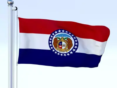 Animated Missouri Flag Low-poly 3D model