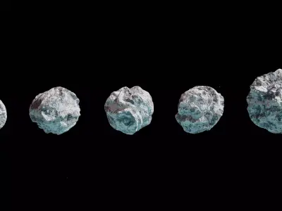 Asteroid Pack - 5 Unique Asteroids- Rocky Ice and Ore Variations Low-poly 3D model