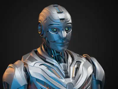 Futuristic Robot Man 3 - Rigged 3D model