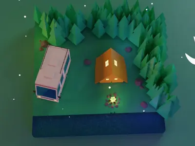 Camp Fire Blender Lowpoly Isometric Low-poly 3D model