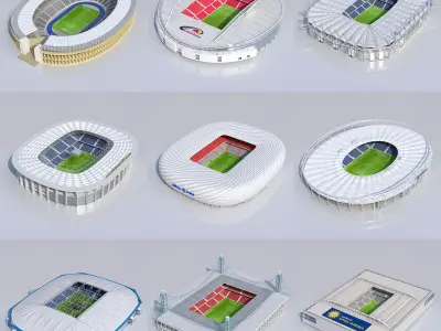 EURO 2024 STADIUM PACK 10 Stadiums Low-poly 3D model
